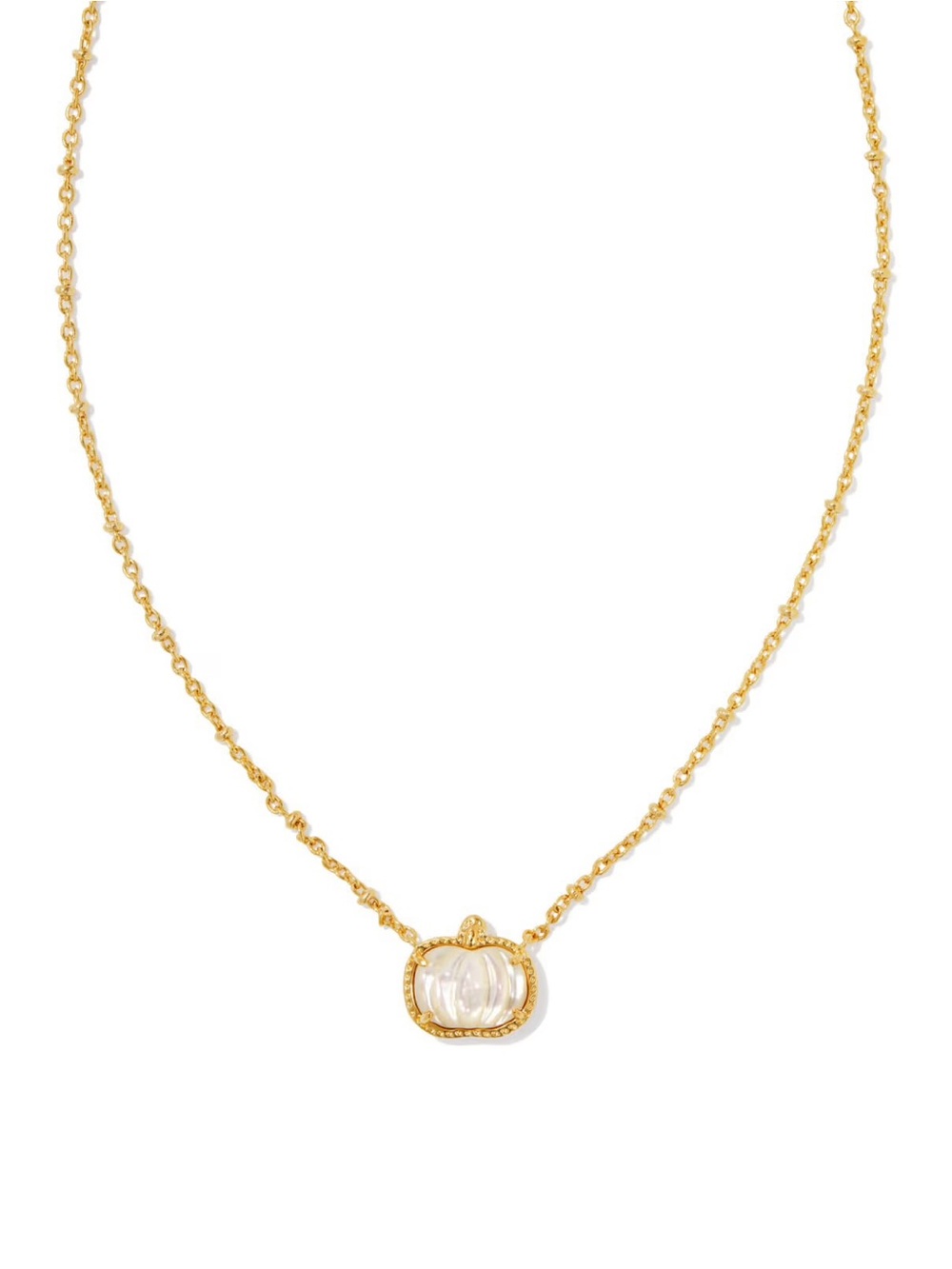 Kendra Scott Pumpkin Gold Short Pendant Necklace in Ivory Mother-of-Pearl